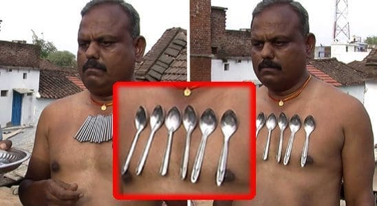 فيديو | أغرب رجل حتى الآن الرجل الهندي المغناطيسي ، يلتقط جسمه جميع الأشياء المعدنية